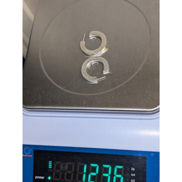 Solid 925 Sterling Silver Etched Design Hoop Earrings - Picture 6 of 6